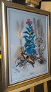 Роспись на оргстекле "Табак". Лаконичный декор багета рифмуется с кальяном и сигарами на росписи.